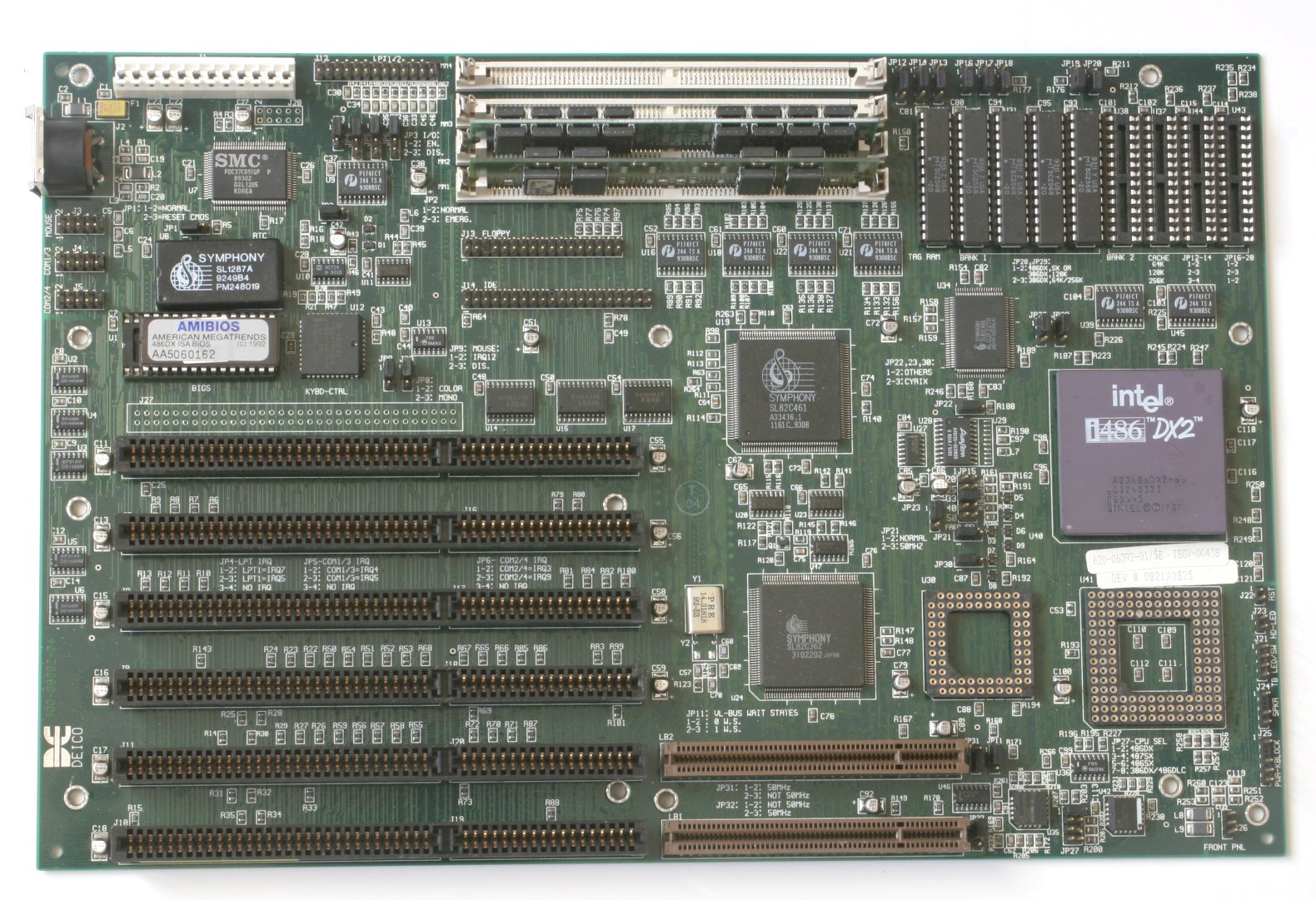 top view of Deico 486-DX VESA mainboard