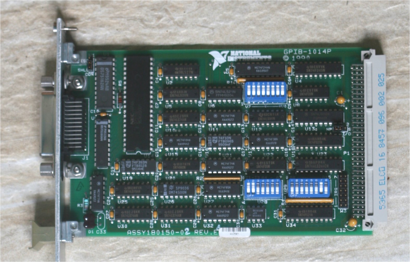 top view of NI 1014P GPIB interface board
