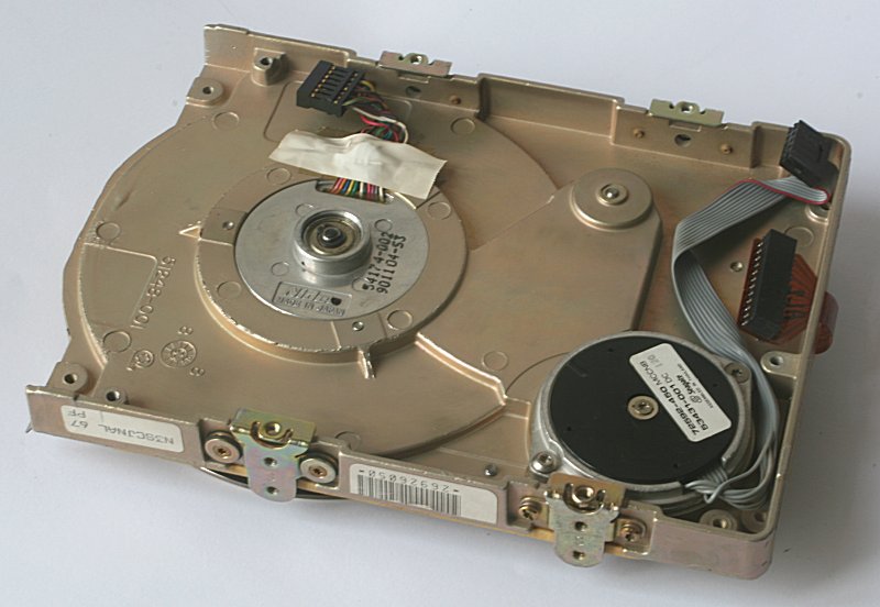 A bottom view to hard disc with removed electronics board.